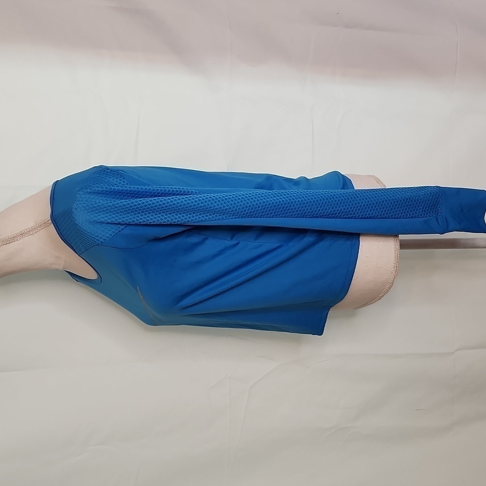 Nike Dri-Fit long sleeve workout top with thumb hole openings Sz: S blue Swoosh - Picture 6 of 15